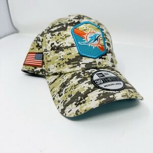 NEW Miami‎ Dolphins New Era Salute To Service 39THIRTY Flexfit Hat Digital Camo